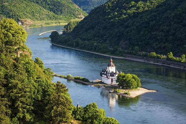 View castle Pfalzgrafenstein in the Rhine