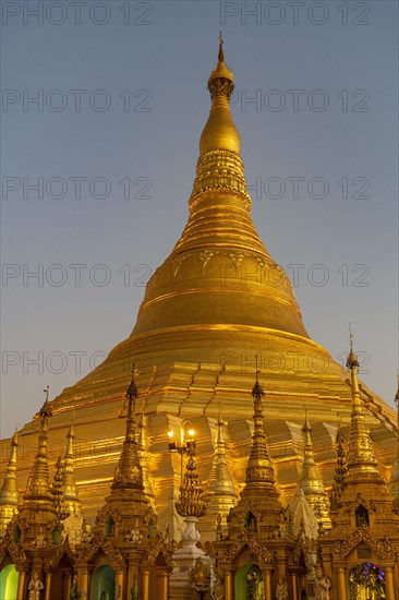 Shwedagon pagoda after sunset