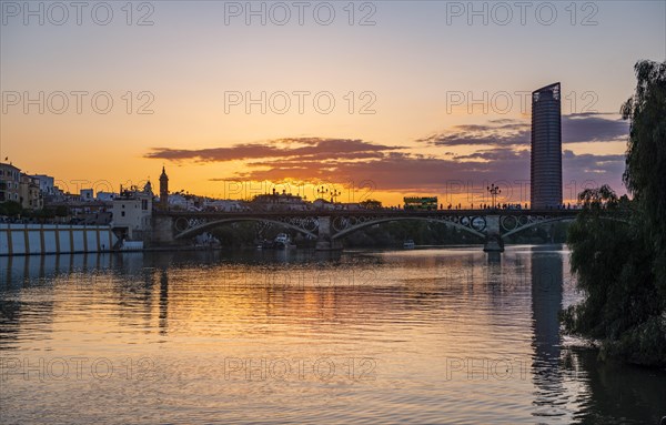 Bridge Puente de Triana over the river Rio Guadalquivir