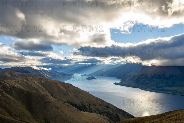 View of Lake Wanaka in the evening light