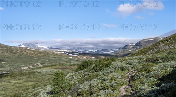 Hiking trail in the mountains with Bergen