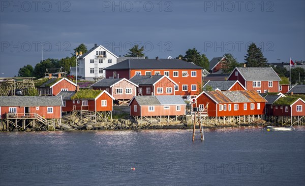 Traditional red stilt houses