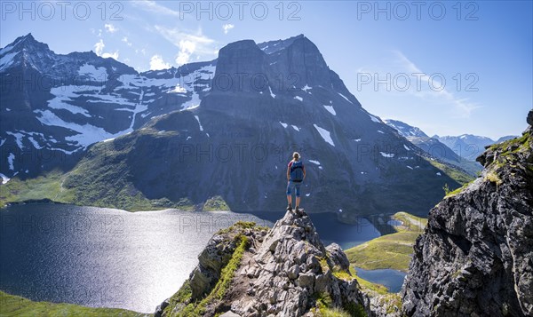 Hiker on the way to Innerdalstarnet