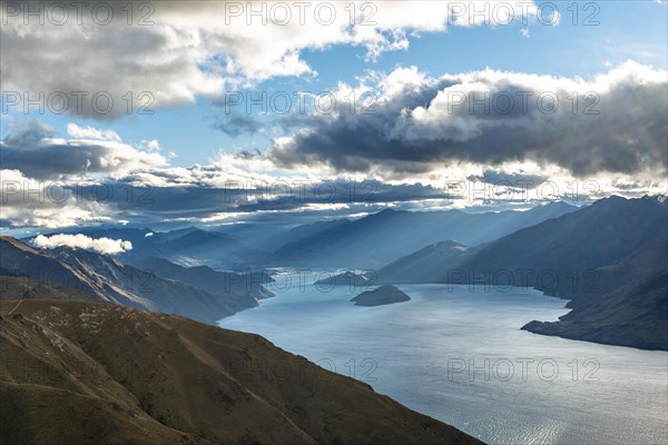 View of Lake Wanaka in the evening light