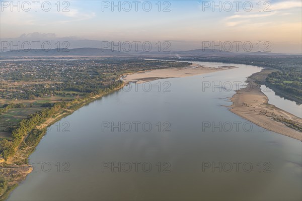 Aerial of the Irrawaddy river in Myitkyina