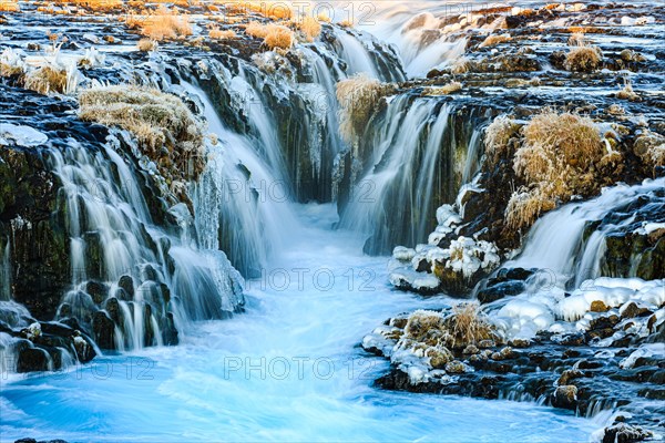 Bruarfoss waterfall in winter