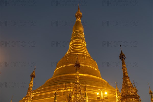 Shwedagon pagoda after sunset