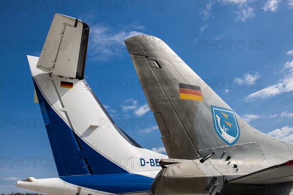 Vertical stabilizers at the tail of the aircraft