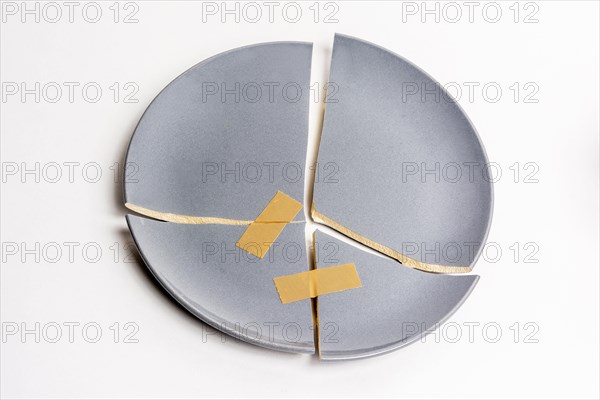 Gray broken plate