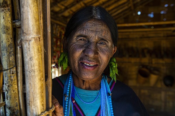 Chin woman with spiderweb tattoo