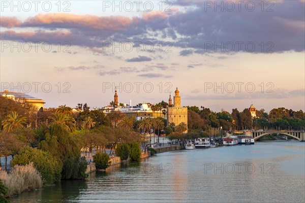 River Rio Guadalquivir with Torre del Oro and promenade