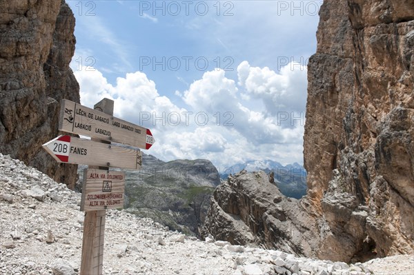 Hiking trail between rock faces