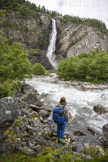 Hiker standing on the bank