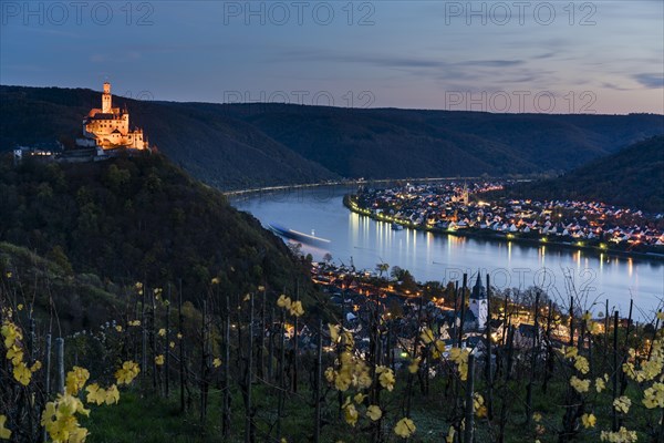 Marksburg Castle at dusk