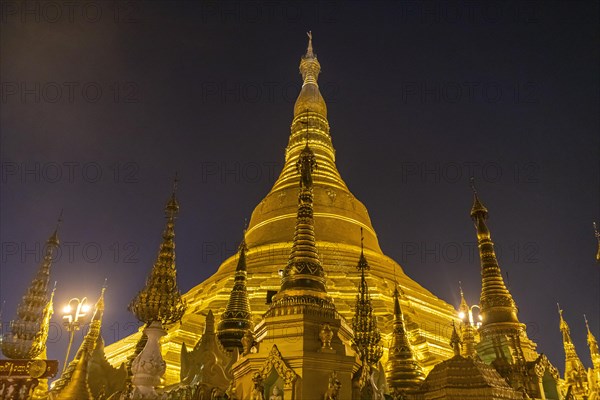 Shwedagon pagoda after sunset