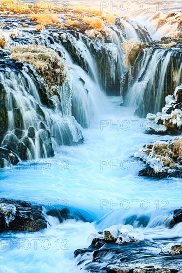 Bruarfoss waterfall in winter