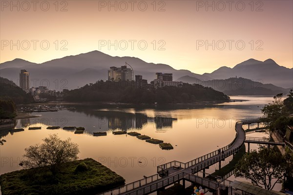 Sunrise over Sun Moon Lake