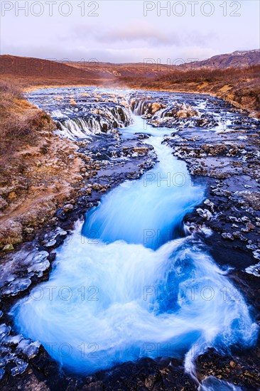 Bruarfoss waterfall in winter