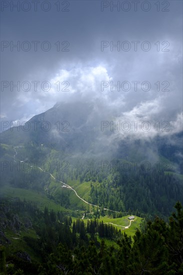 Koenigsbergalm with Schneibstein in clouds