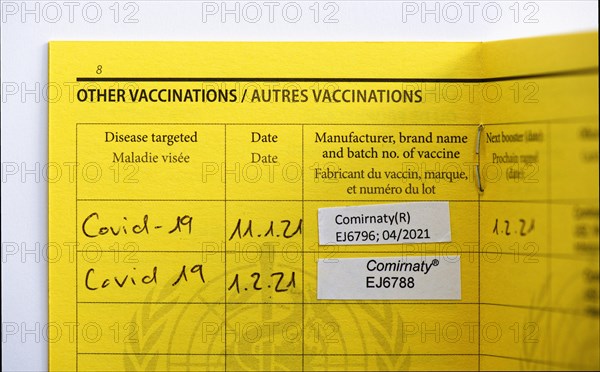 2 Covid vaccinations with vaccine Comirnaty registered in a vaccination card