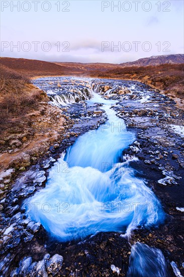 Bruarfoss waterfall in winter