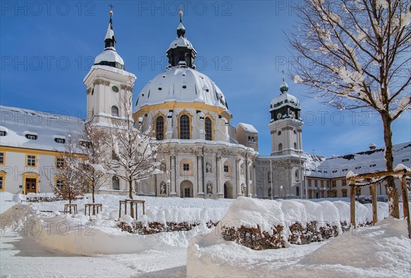 Monastery courtyard with monastery church