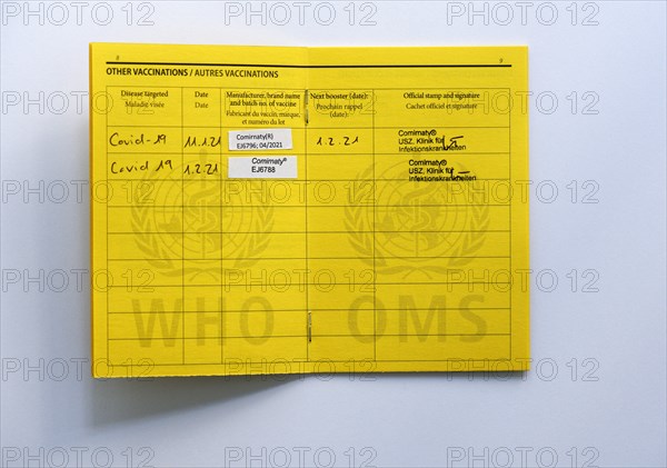 2 Covid vaccinations with vaccine Comirnaty registered in a vaccination card