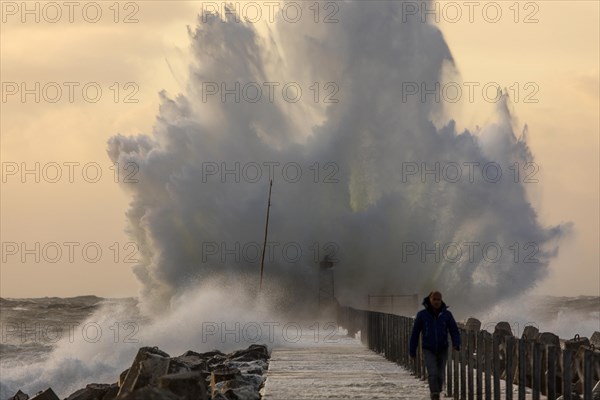 Evening atmosphere at the stormy harbour Vorupoer