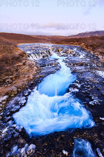 Bruarfoss waterfall in winter