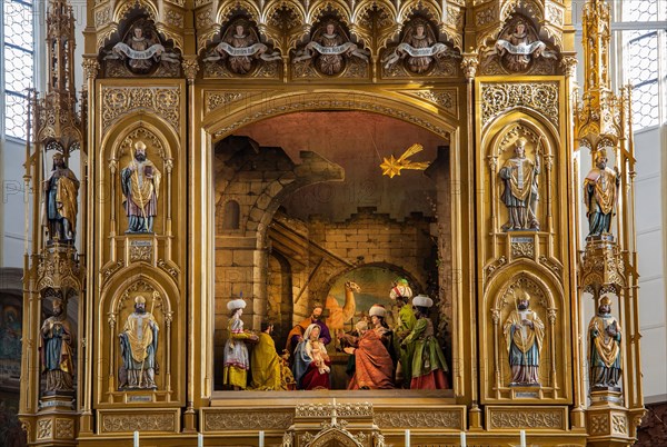 High altar with altar crib inside the town parish church