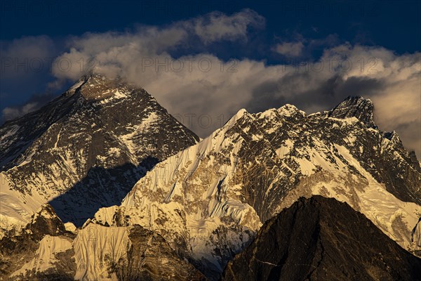 View in the evening light from Renjo La Pass 5417 m