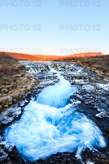 Bruarfoss waterfall in winter