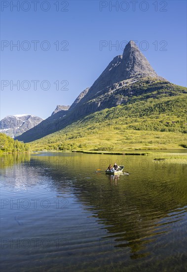 Ruterboat on lake Litlvatnet in the high valley Innerdalen