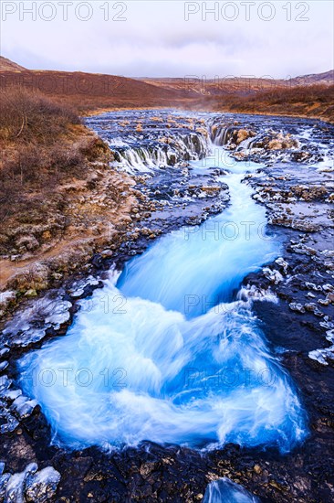 Bruarfoss waterfall in winter