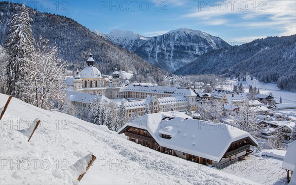 View of the village with the monastery Ettal