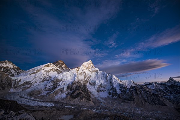 View from Kala Patthar in the evening light on Mount Everest