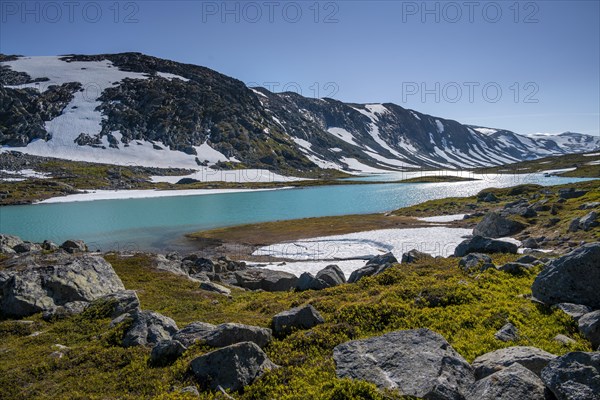 Turquoise lake and mountains