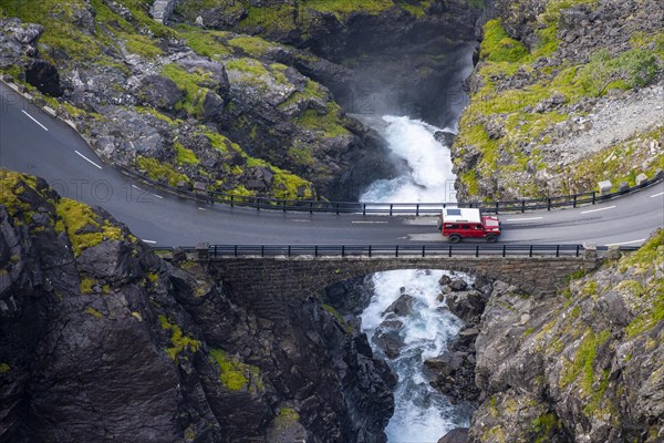Single car on the mountain road Trollstigen