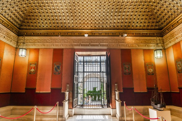 Moorish interior of beautiful castle called Real Alcazar in Seville