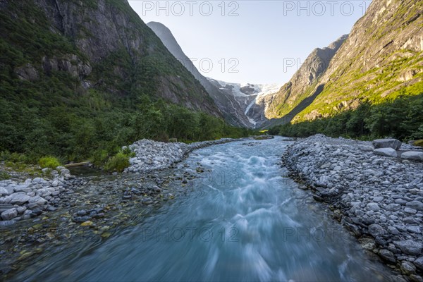 Kjenndalsbreen glacier with glacier river
