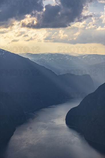 View from the top of the mountain Prest to fjord Aurlandsfjord
