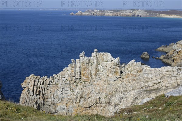 View from Monument Aux Bretons at Point Pen Hir to Pointe de Toulinguet near Camaret-sur-Mer on the peninsula Crozon