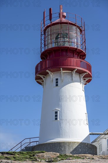 Red-white Lindesnes lighthouse