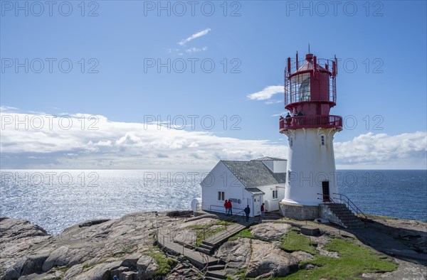 Red-white Lindesnes lighthouse