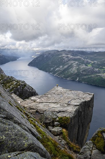 Single person on rock plateau