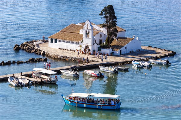 Corfu Vlachernon Vlacherna Church Kanoni Island Travel Sea Boat