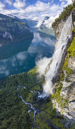 Waterfall Gjerdefossen with rainbow