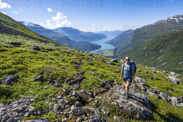 Hiker on the trail to Skala mountain