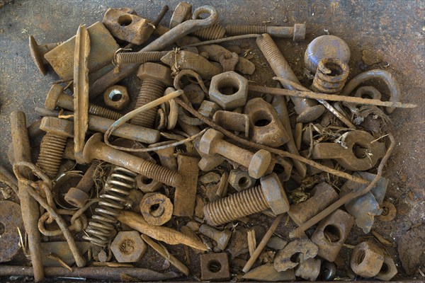 Rusty threaded screws and nuts