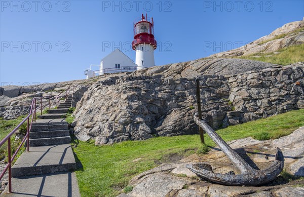 Red-white Lindesnes lighthouse